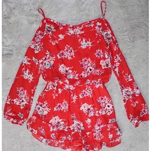 Altar’d State Orange Floral Romper